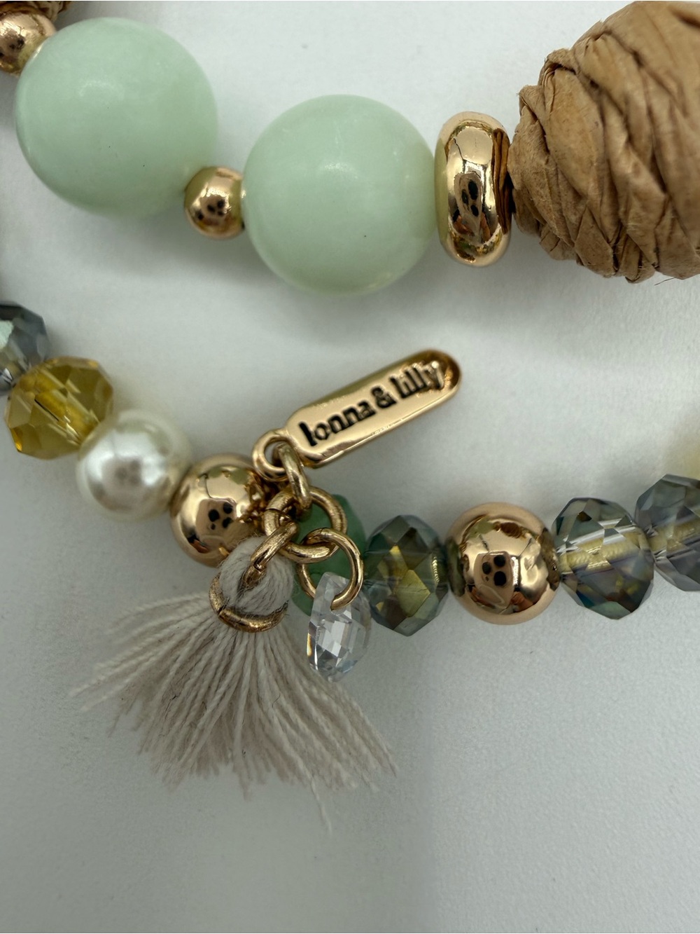 Lonna & Lilly Multi-Strand Beaded Bracelet Set Gold Tone Mint Green Pearl Tassel - Picture 5 of 17
